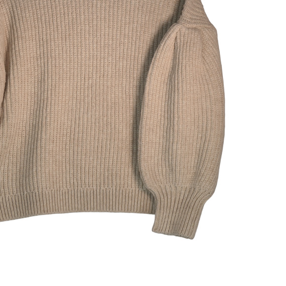 Free Assembly Sweater Women XXL Beige Cowl Neck Balloon Sleeves Chunky Knit - Picture 4 of 6